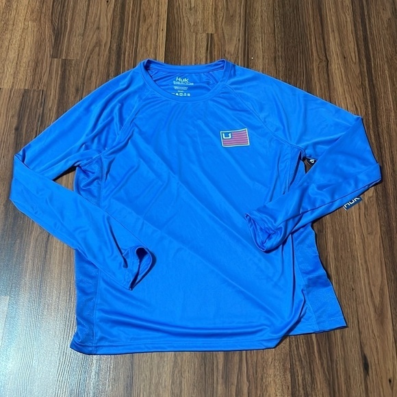 Huk Vibrant Blue Long Sleeve Shirt - Picture 1 of 5